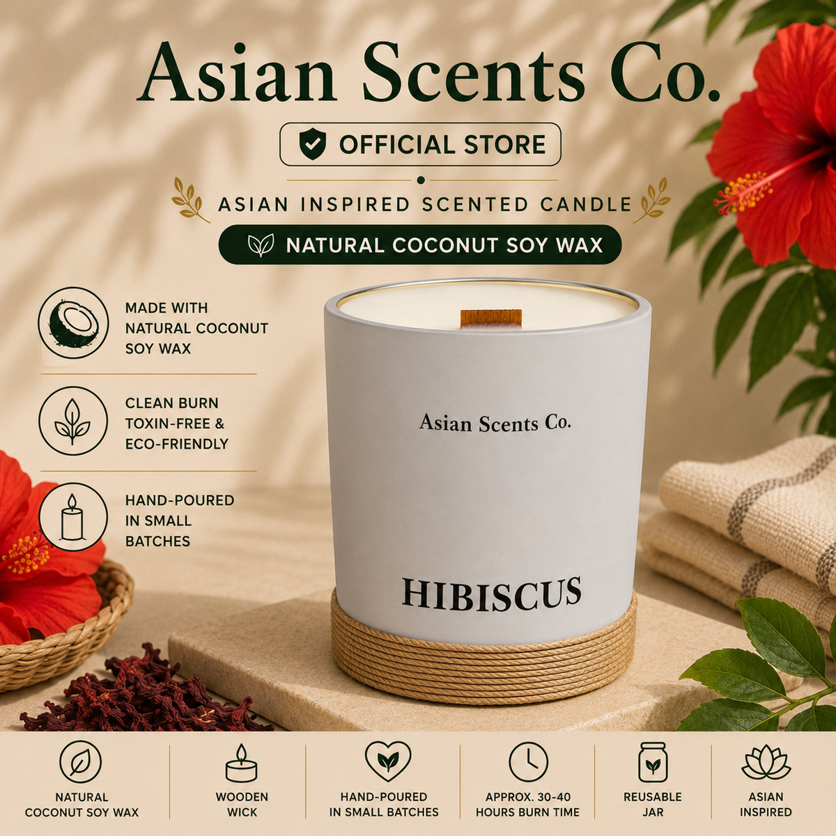 Hibiscus scented candle