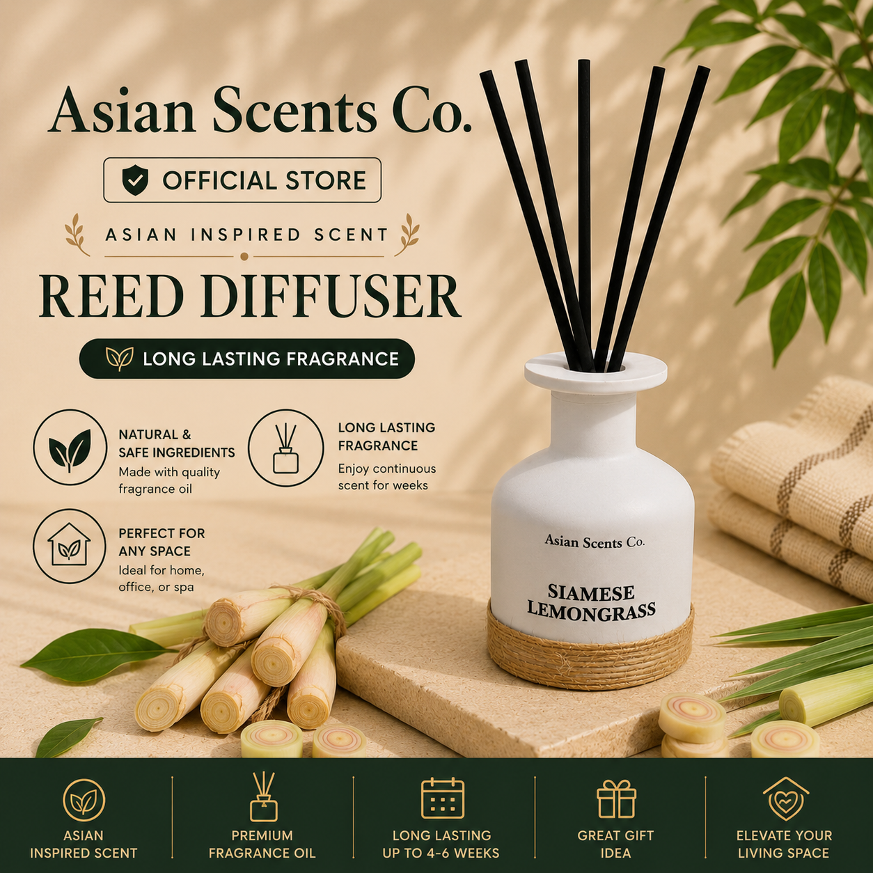 Siamese Lemongrass reed diffuser