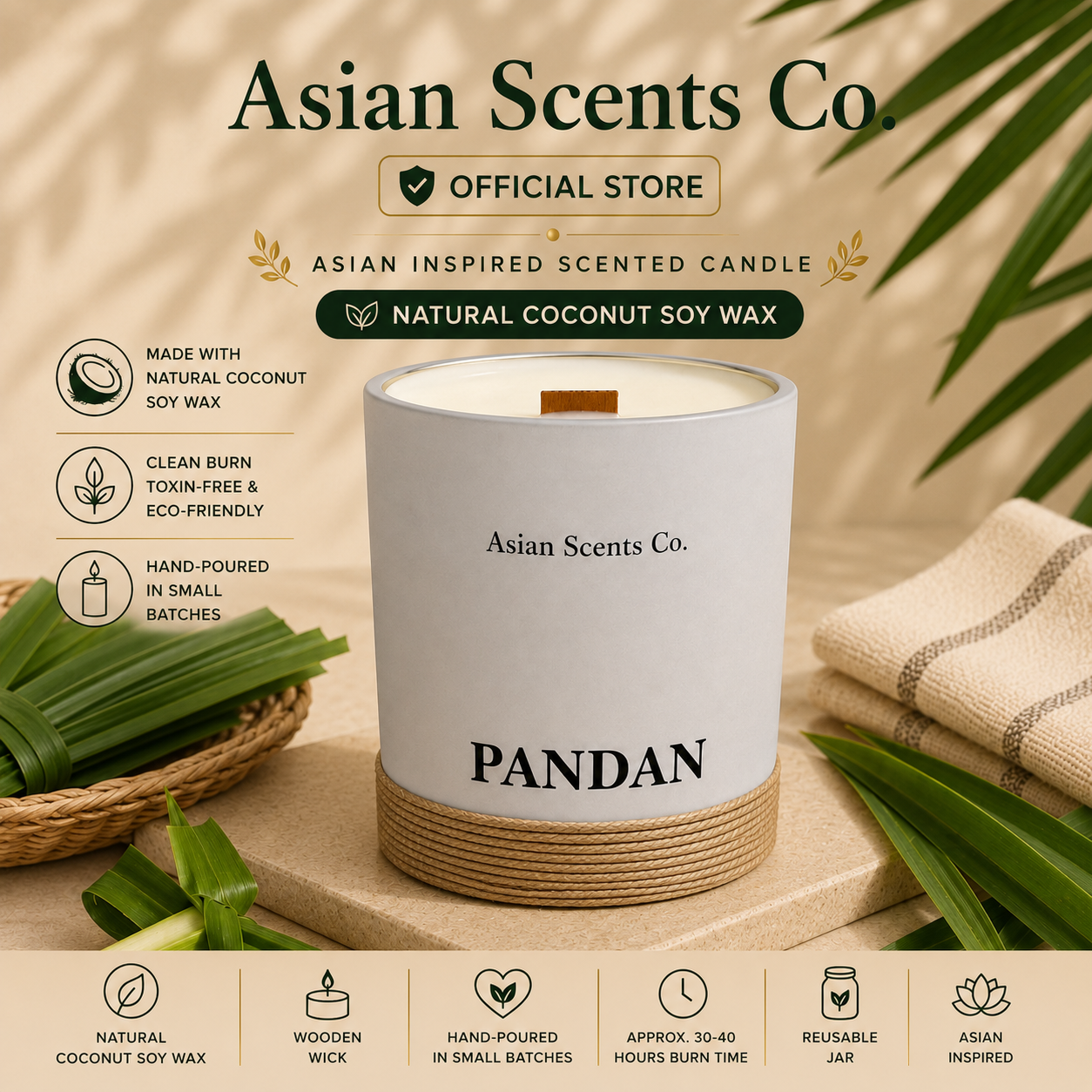 Pandan scented candle