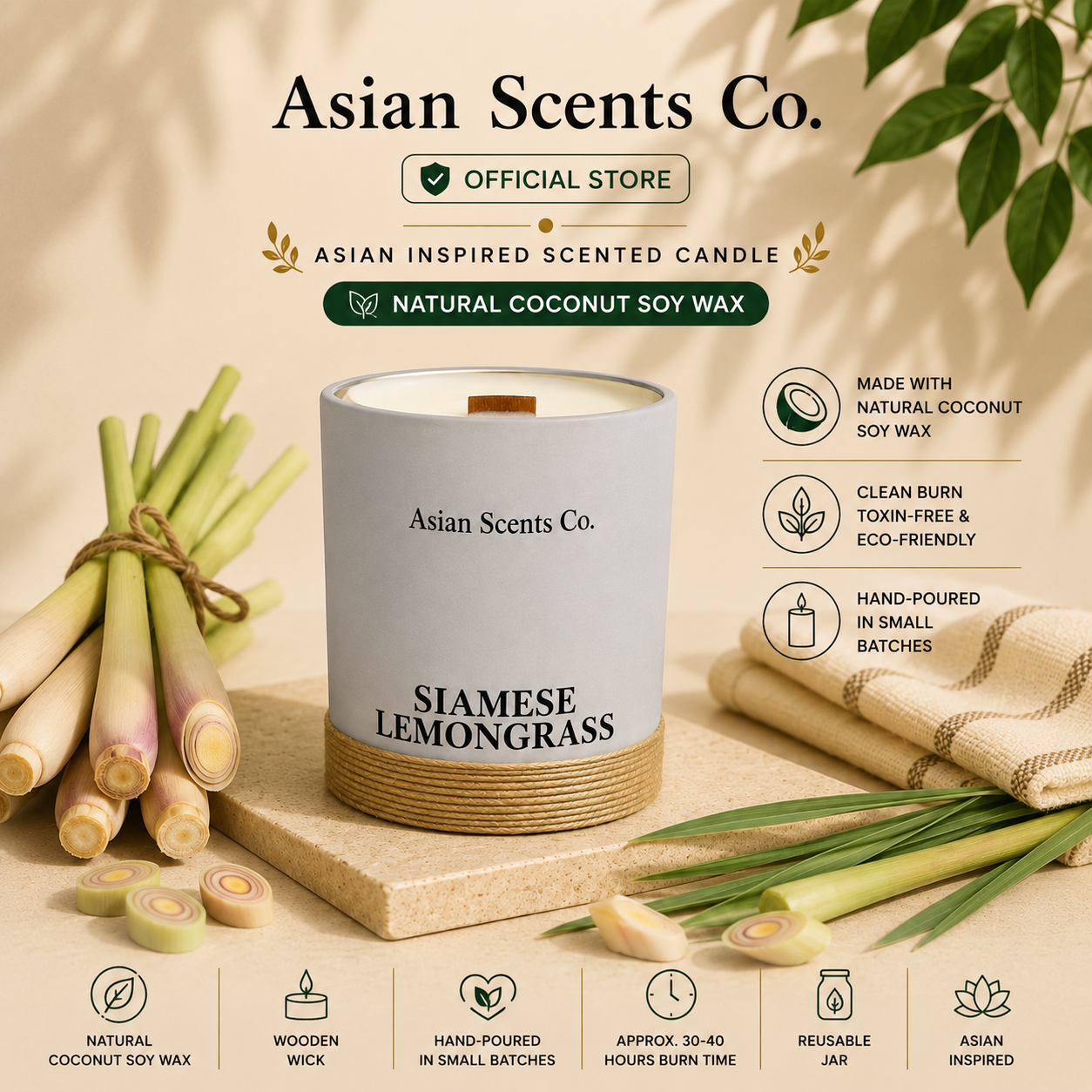 Siamese Lemongrass scented candle
